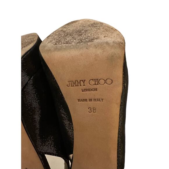 Jimmy Choo nova black sparkle peep toe slingback heels size 38 - Picture 6 of 7